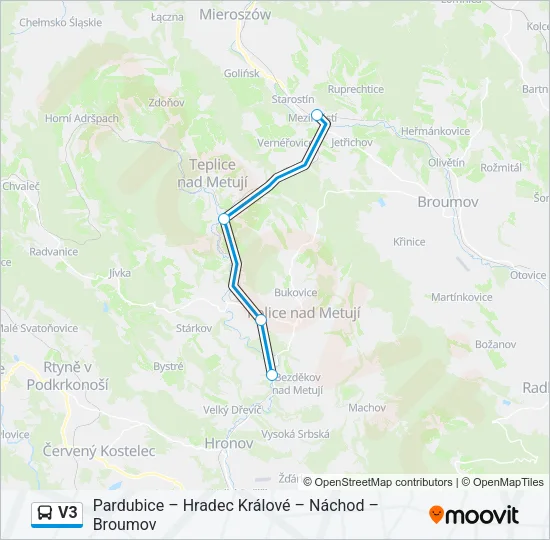 Автобус V3: карта маршрута