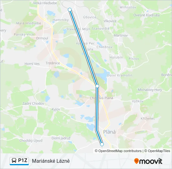 Автобус P1Z: карта маршрута