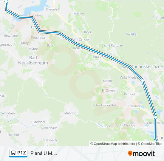 Автобус P1Z: карта маршрута