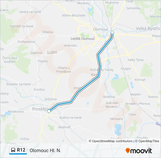 R12 Bus Line Map