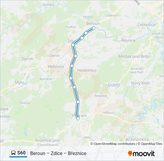 S60 autobus Mapa linky