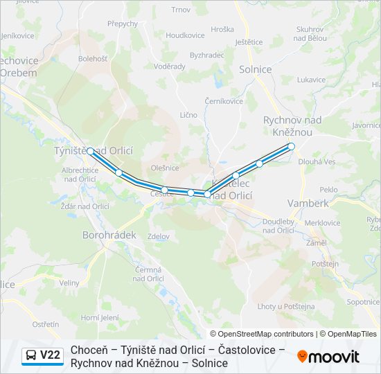 Автобус V22: карта маршрута