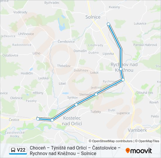 Автобус V22: карта маршрута