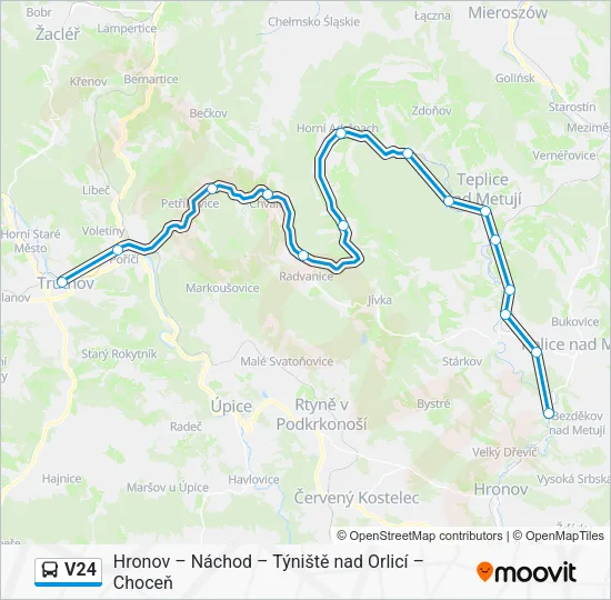 Автобус V24: карта маршрута