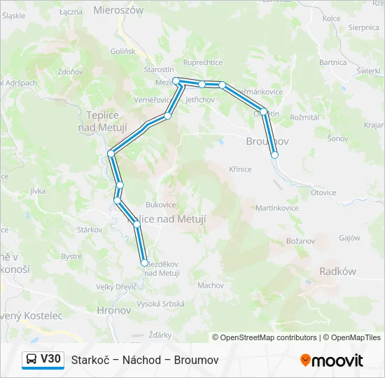 Автобус V30: карта маршрута