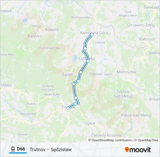 D66 vlak Mapa linky