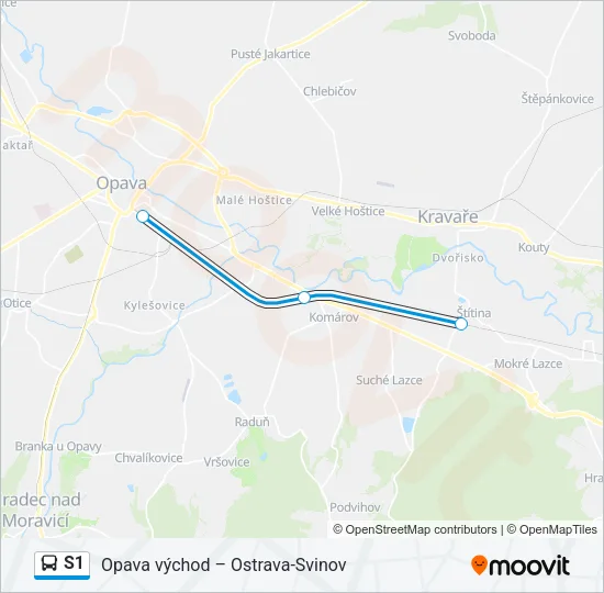 S1 autobus Mapa linky