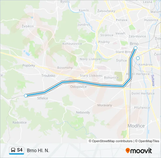 S4 autobus Mapa linky