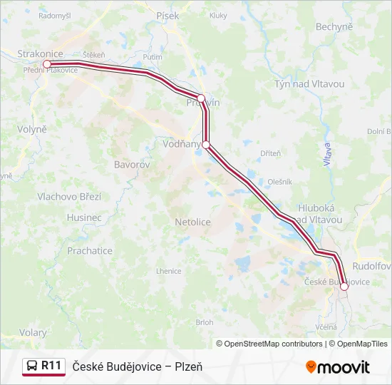 Автобус R11: карта маршрута