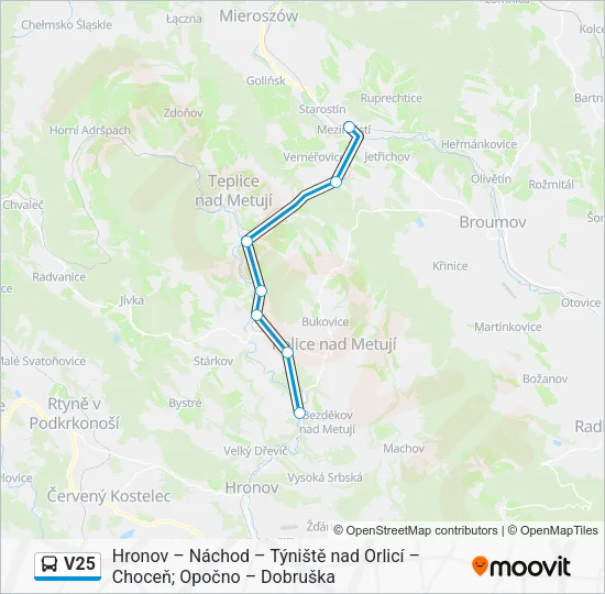 Автобус V25: карта маршрута