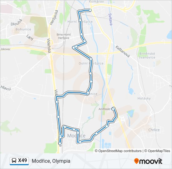 Автобус X49: карта маршрута
