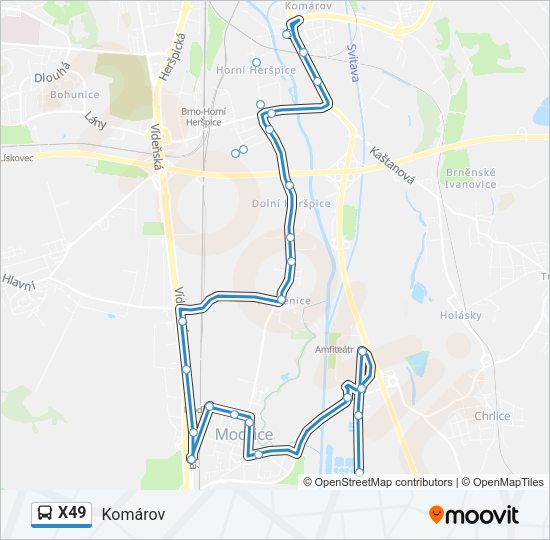 Автобус X49: карта маршрута