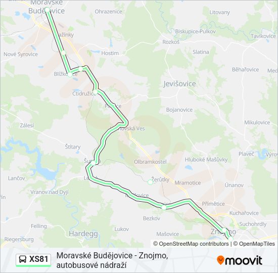 Автобус XS81: карта маршрута