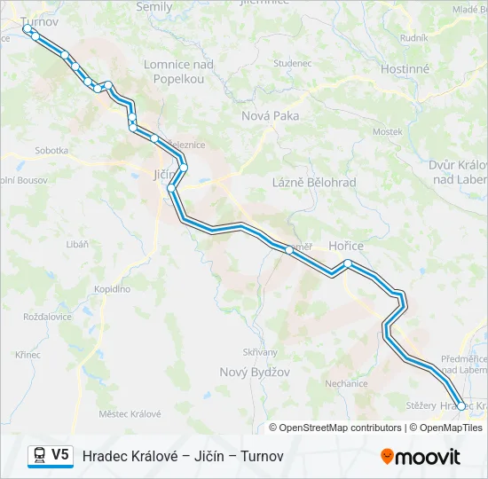 Поезд V5: карта маршрута
