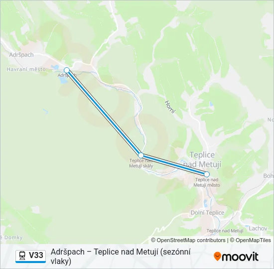 Поезд V33: карта маршрута