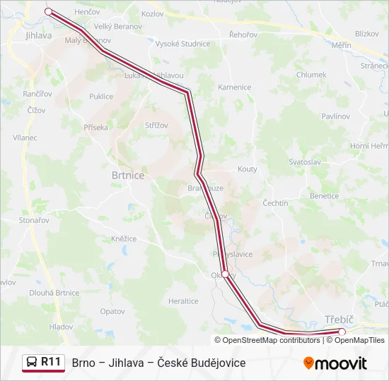 Автобус R11: карта маршрута
