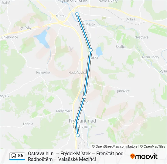 Автобус S6: карта маршрута