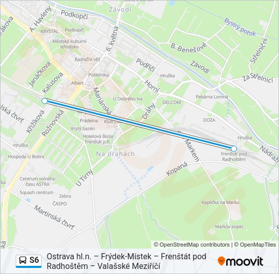 Автобус S6: карта маршрута