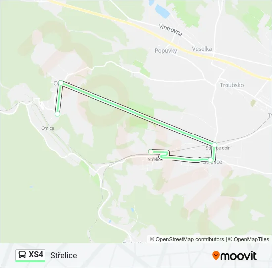 XS4 autobus Mapa linky