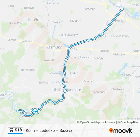 Автобус S18: карта маршрута