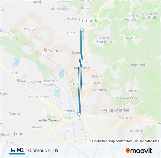 Автобус M2: карта маршрута