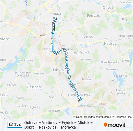 Автобус 352: карта маршрута