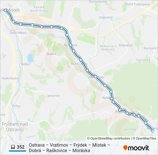 Автобус 352: карта маршрута