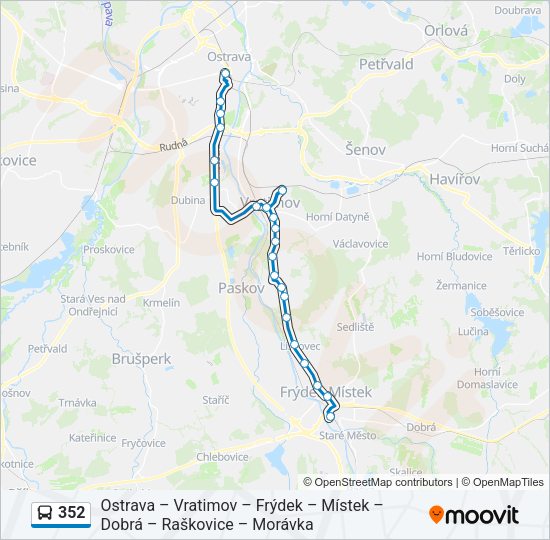 Автобус 352: карта маршрута