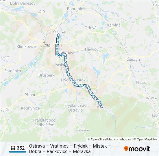 Автобус 352: карта маршрута