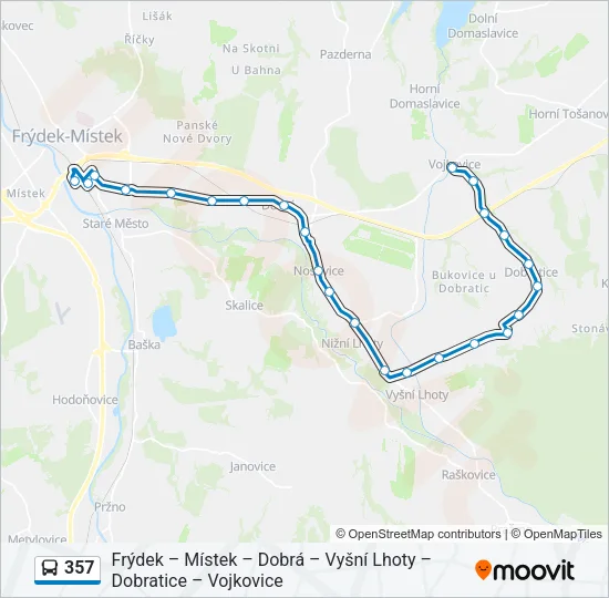 Автобус 357: карта маршрута