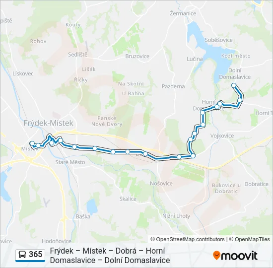 Автобус 365: карта маршрута