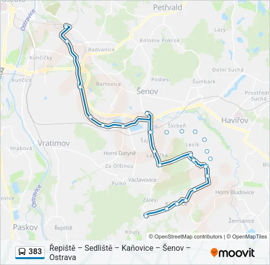 Автобус 383: карта маршрута