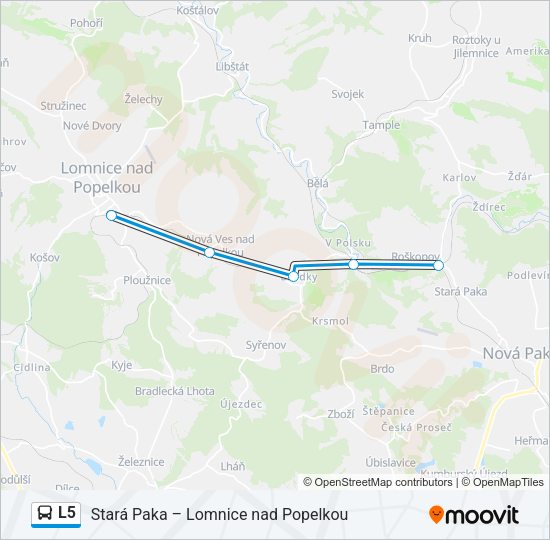 Автобус L5: карта маршрута
