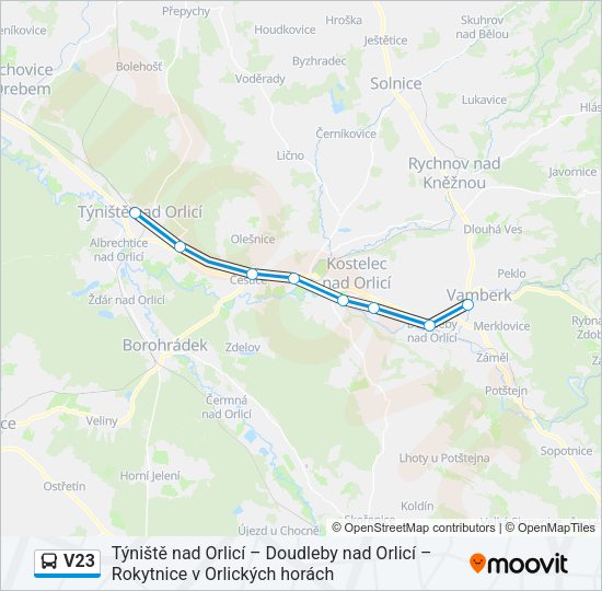 Автобус V23: карта маршрута