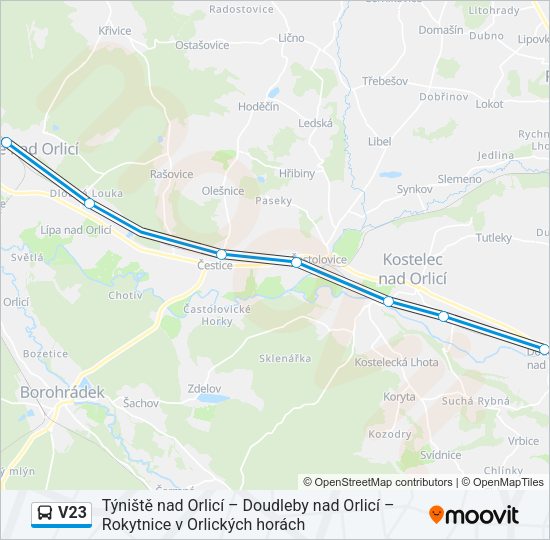 Автобус V23: карта маршрута