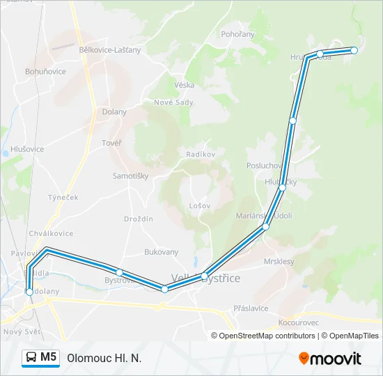 M5 autobus Mapa linky