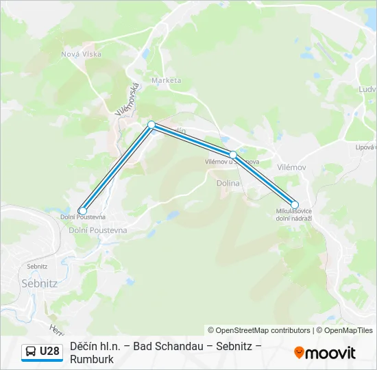 Автобус U28: карта маршрута