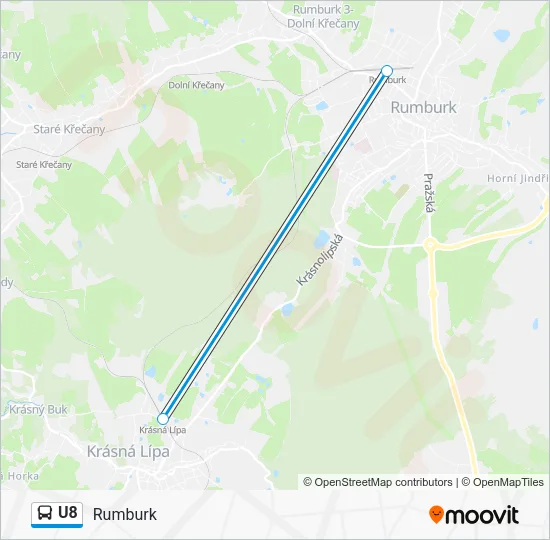 Автобус U8: карта маршрута