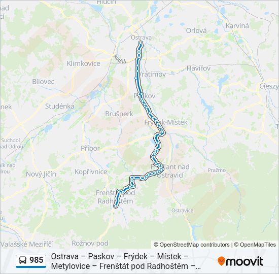 Автобус 985: карта маршрута