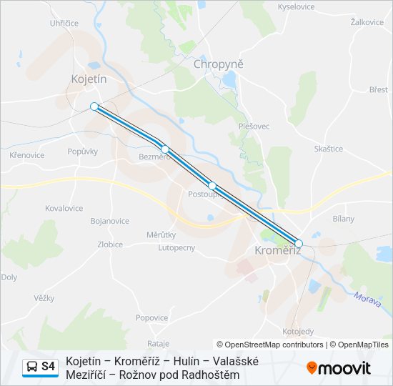 Автобус S4: карта маршрута