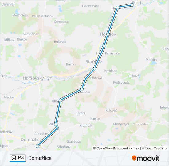 Автобус P3: карта маршрута