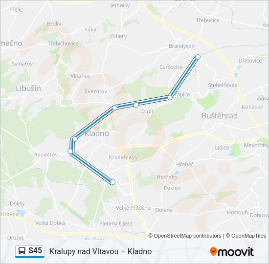 Автобус S45: карта маршрута