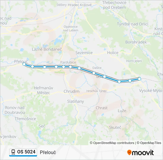 Поезд OS 5024: карта маршрута