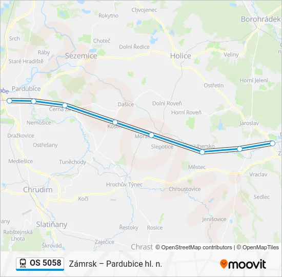 Поезд OS 5058: карта маршрута