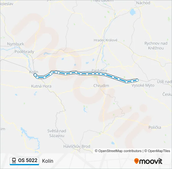 Поезд OS 5022: карта маршрута