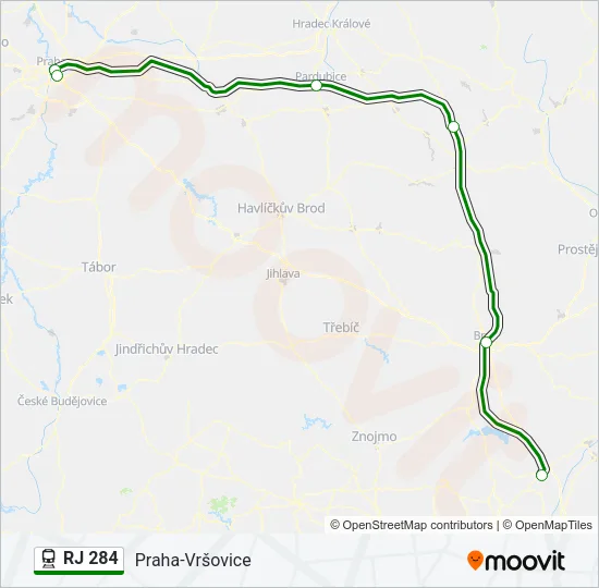 RJ 284 Train Line Map