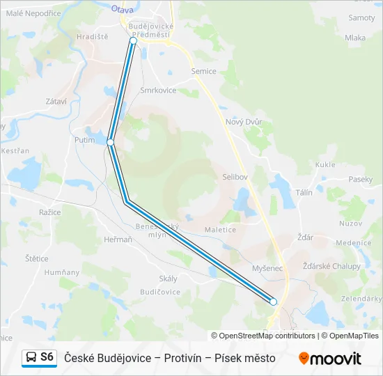 Автобус S6: карта маршрута