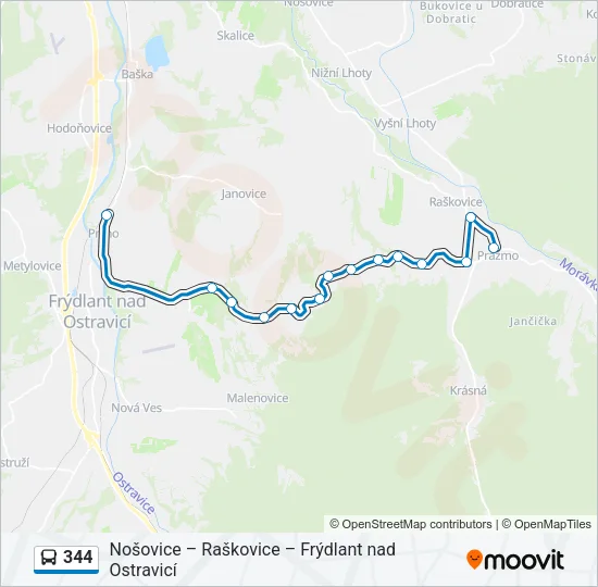 344 Bus Line Map