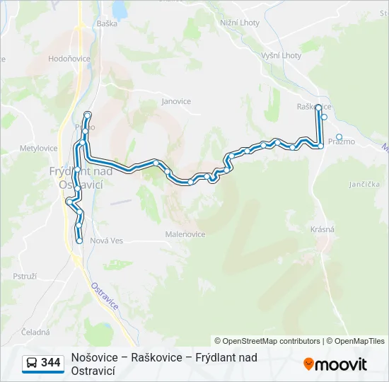 344 Bus Line Map