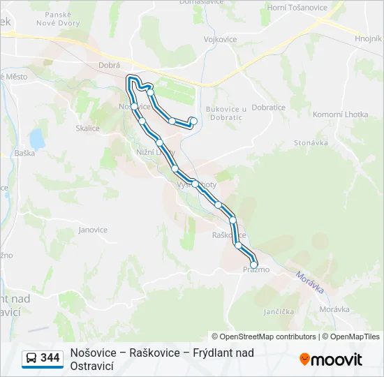 344 Bus Line Map